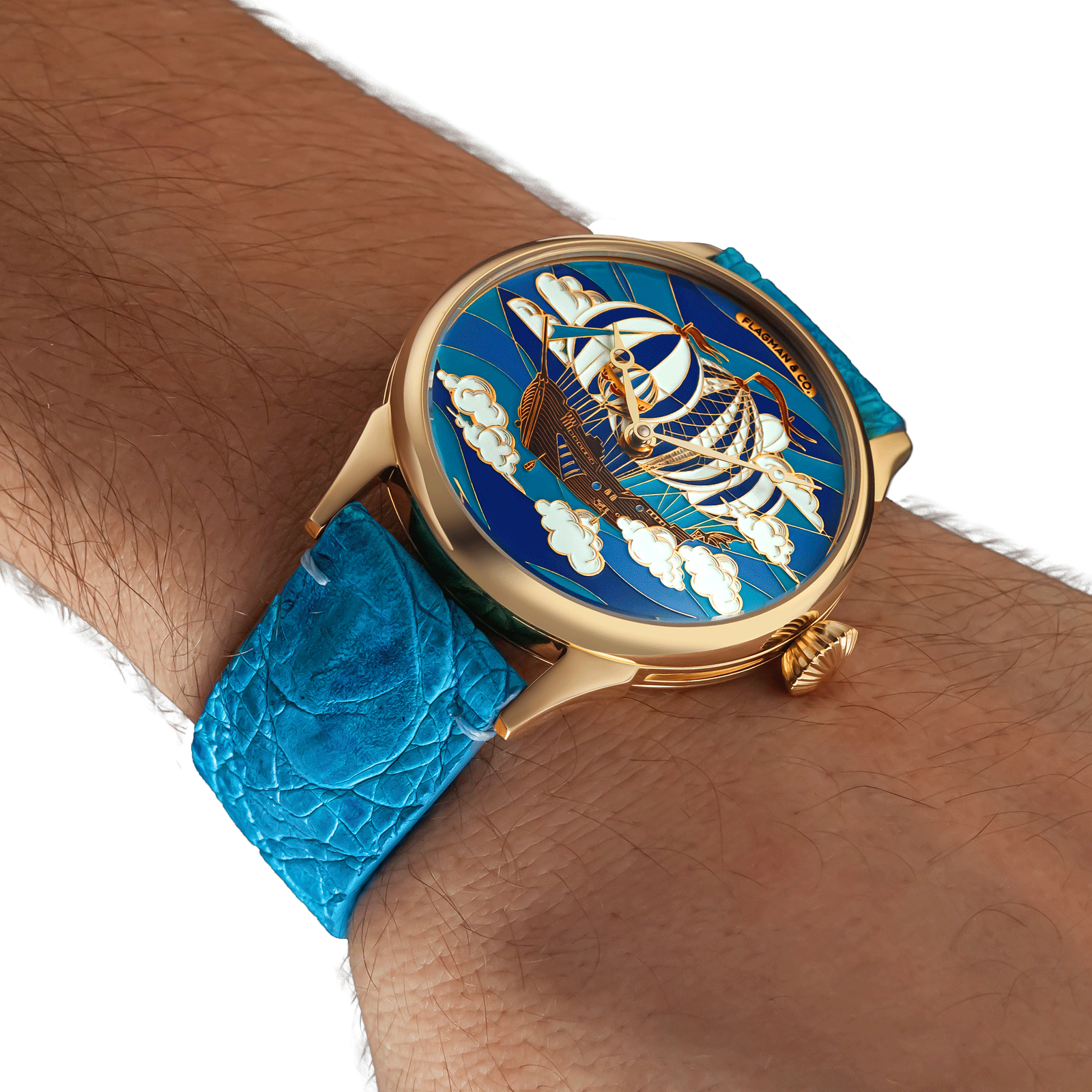 Handmade watch worn on wrist - Airship