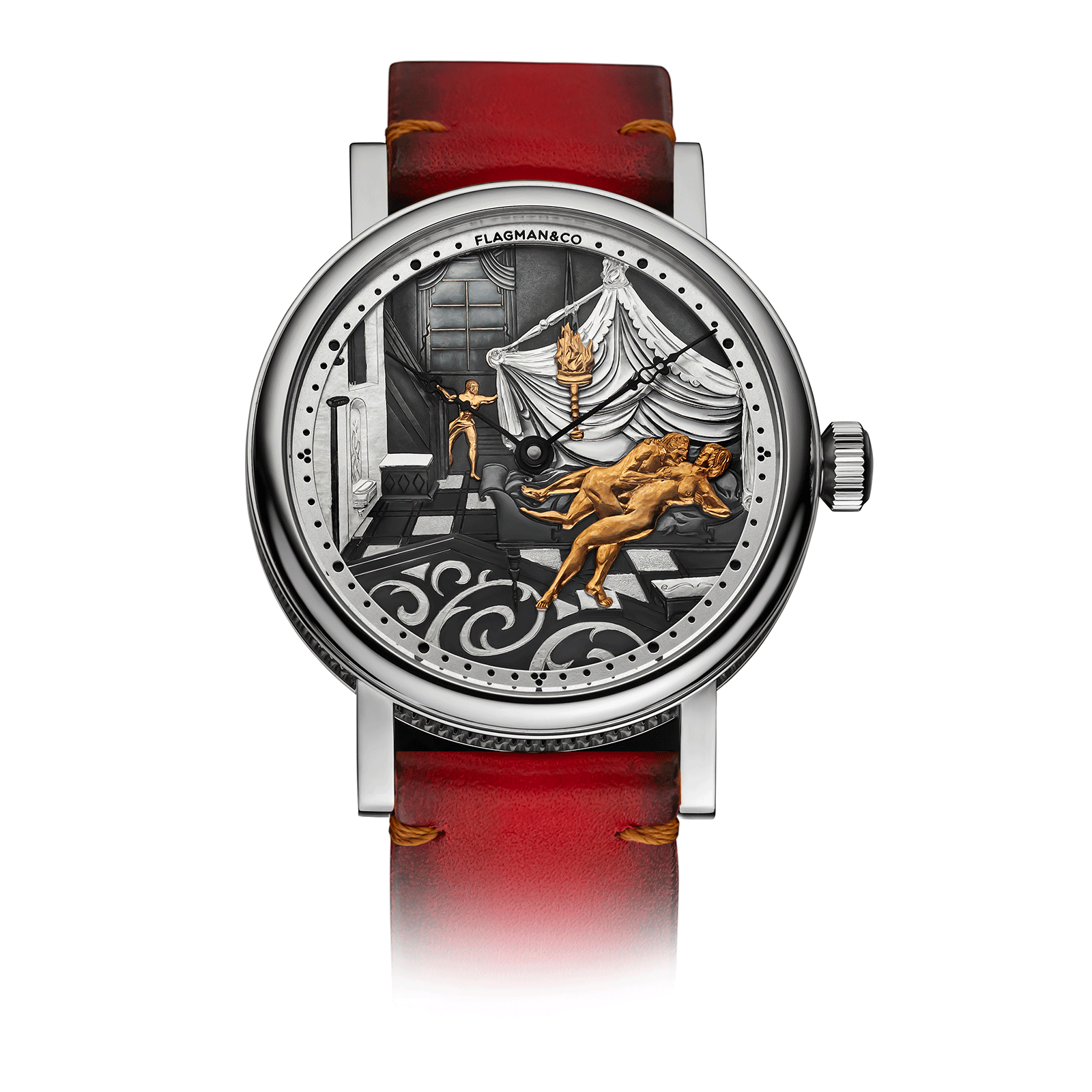 Mechanical watch Adeptness with Red leather strap #color_red