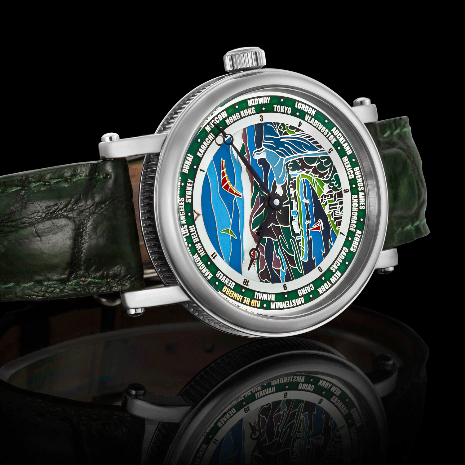 Detailed front view of Art Deco Mechanical watch Rio de Janeiro