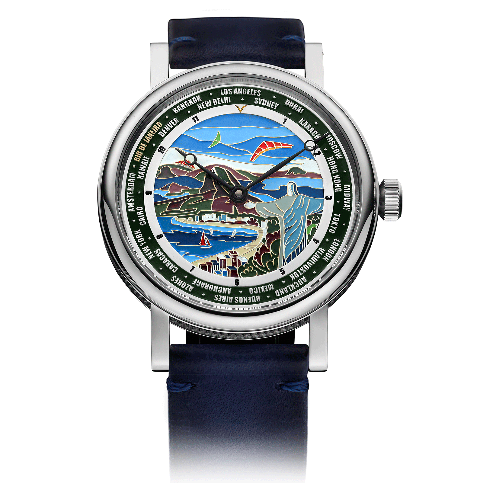 Blue Leather Strap on Mechanical Watch Rio #color_blue