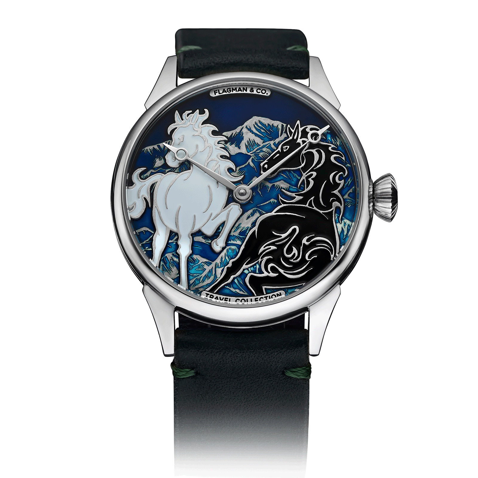 Green Leather Strap on Spirit Mechanical Watch #color_green