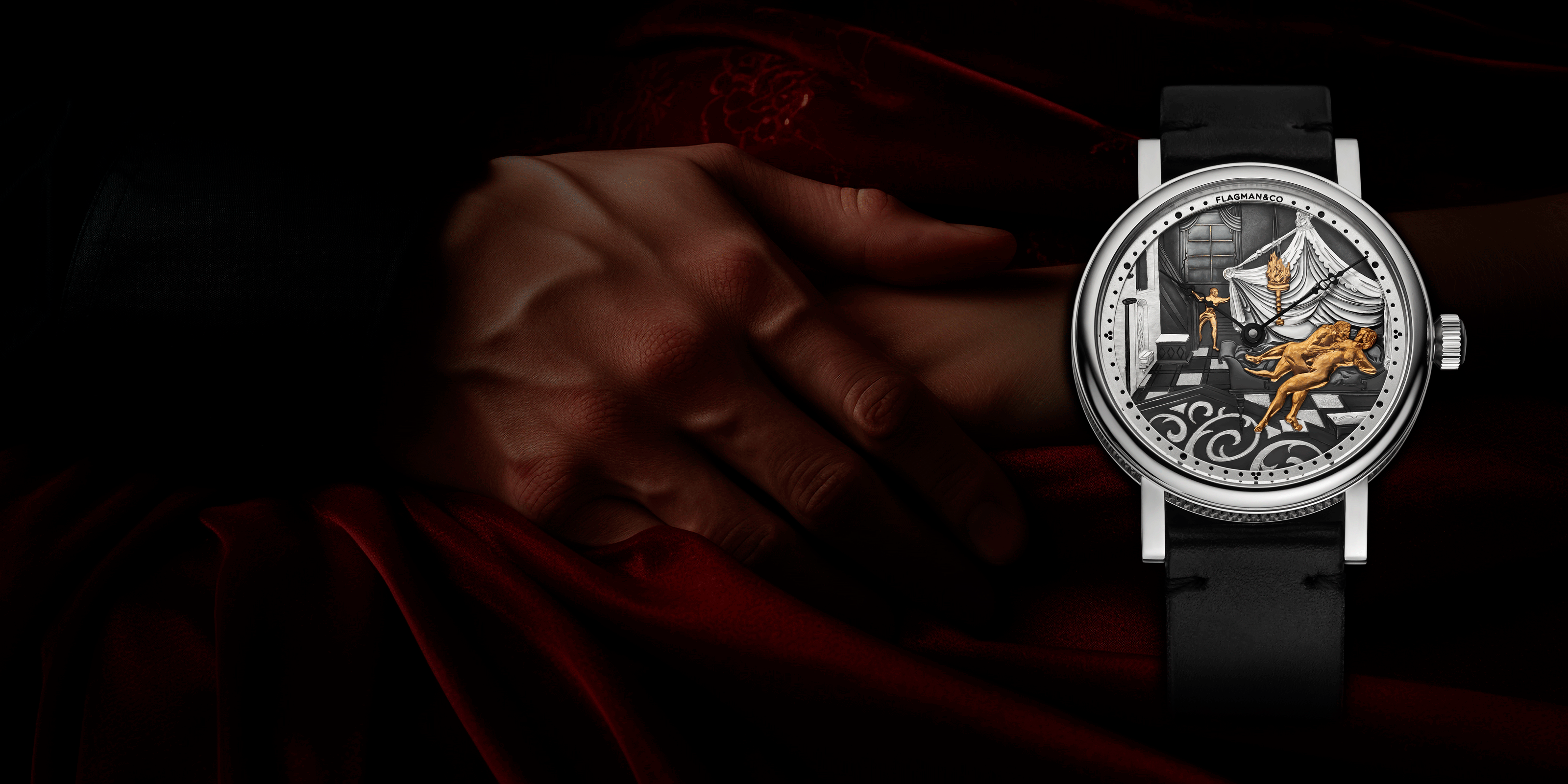 Desktop banner showcasing Artisan Watches – handcrafted mechanical timepieces with artistic and detailed design.