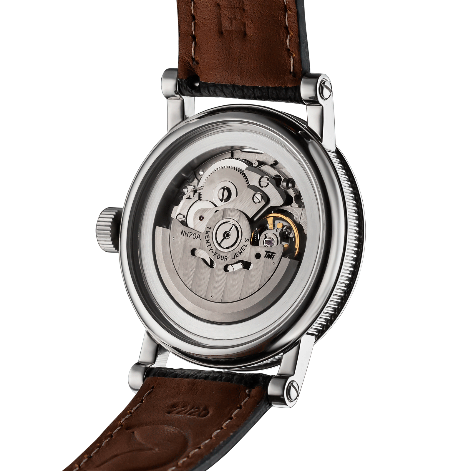 Back view of Mechanical watch Checkmate mini Black – exposed movement