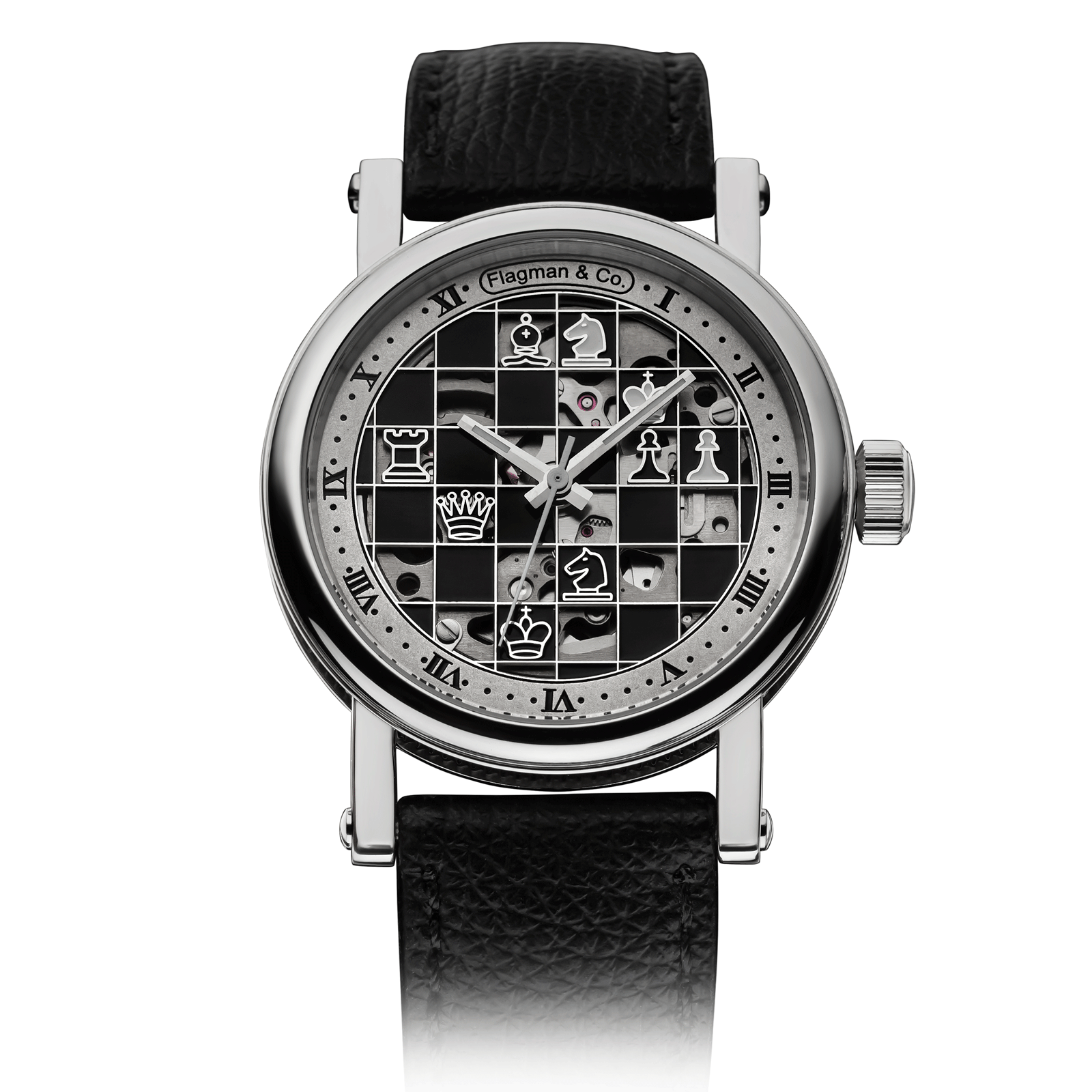 Checkmate mini Black handmade watch  – Black Strap #color_black