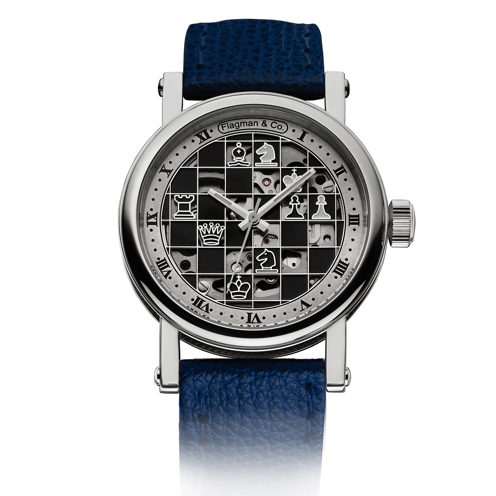 Checkmate mini Black - mens chess watch  – Blue Strap #color_blue