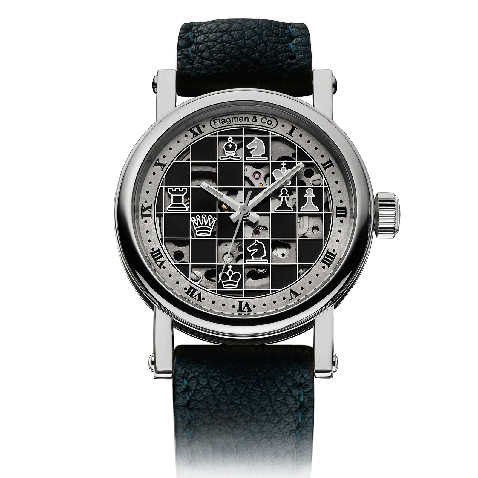 Checkmate mini Black - automatic mechanical watch  – Green Strap #color_green