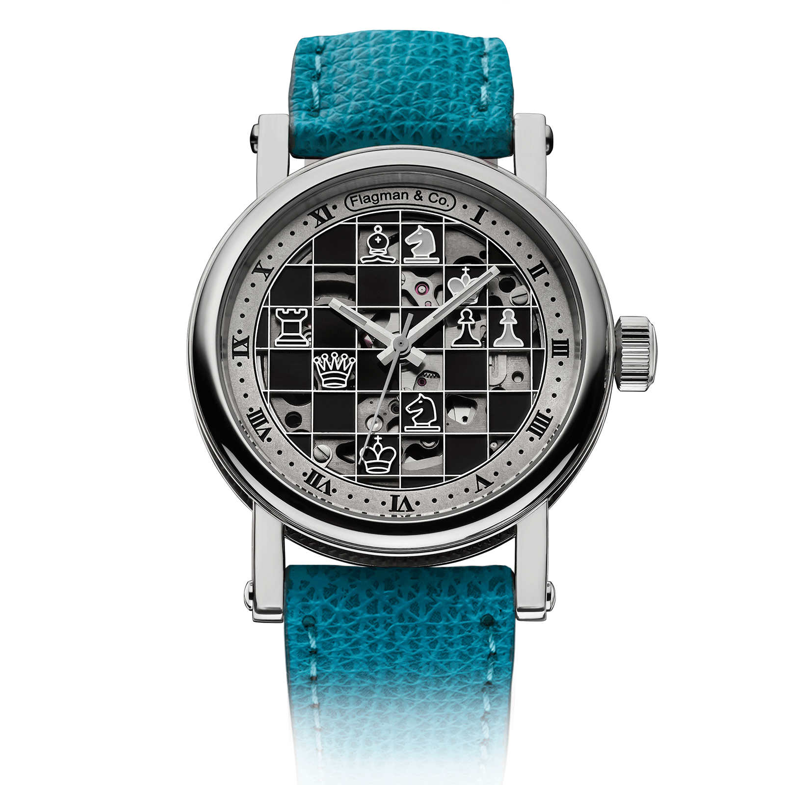 Checkmate mini Black - mens chess watch  – Lagune Strap #color_lagune