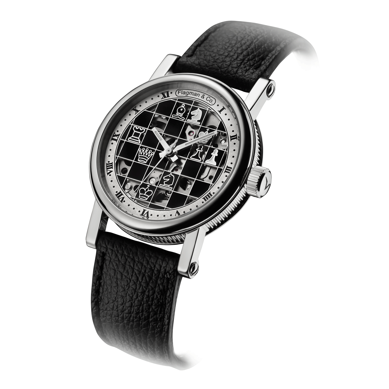 Checkmate mini Black skeleton watch