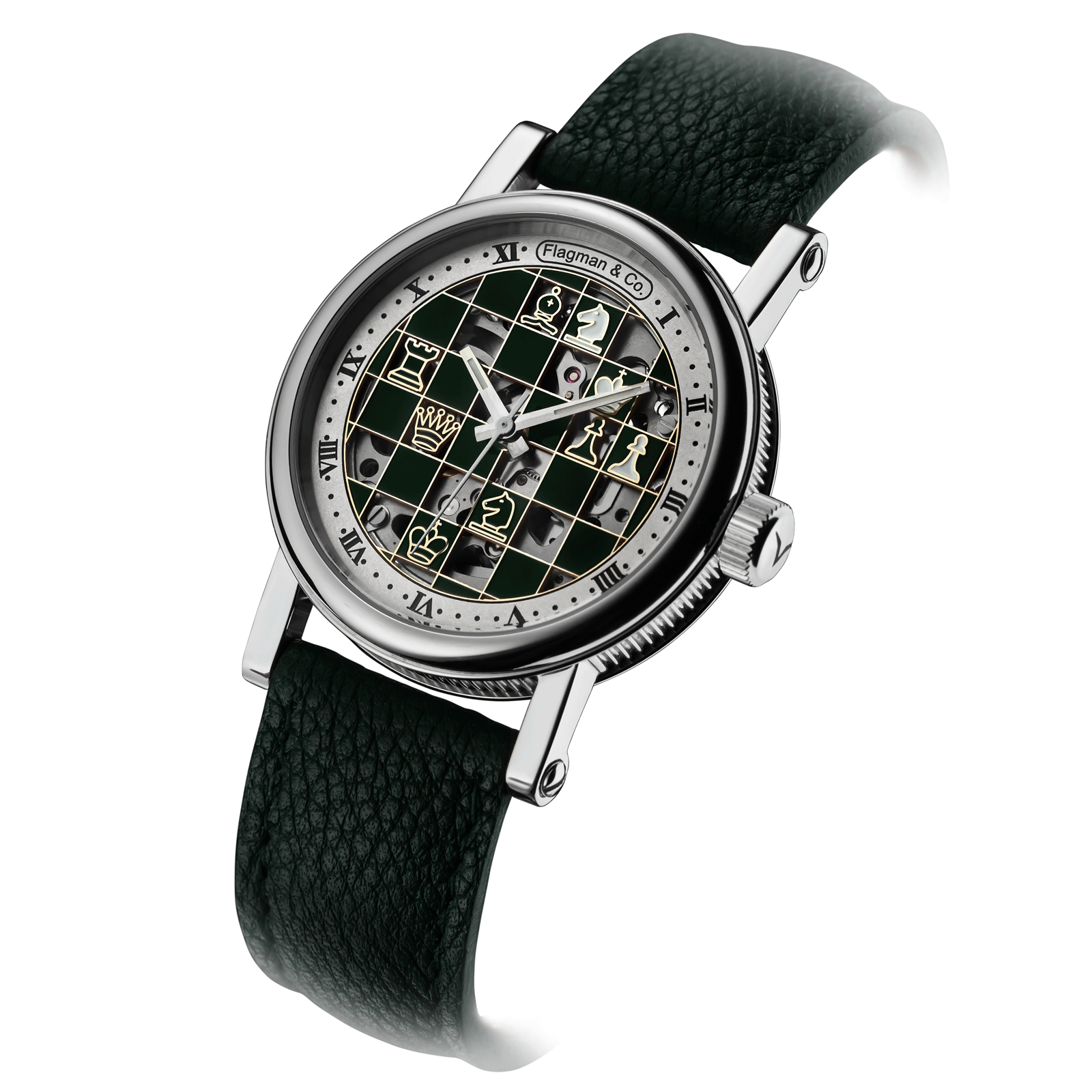 Checkmate mini Green skeleton watch