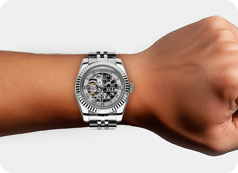 Chess Skeleton Watch - Royal Check