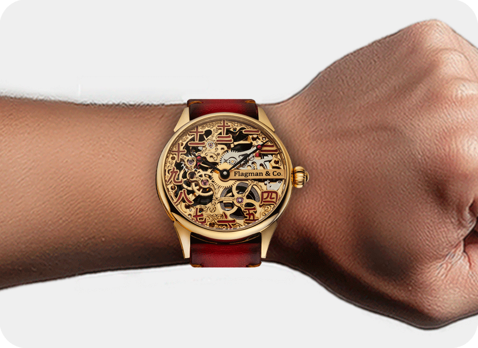Handmade Skeleton Watch - Chinese Ruby