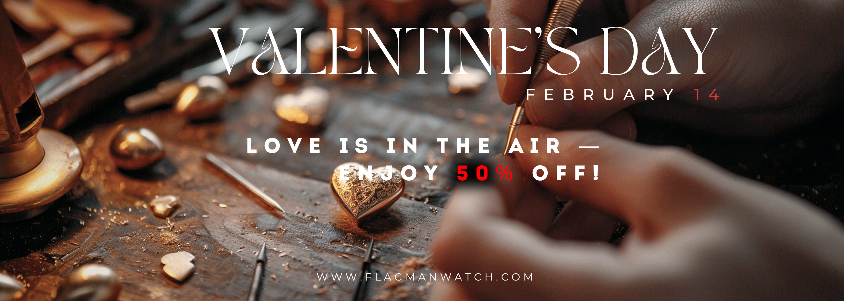 Desktop Banner for Valentine Day Sale Up to 50%