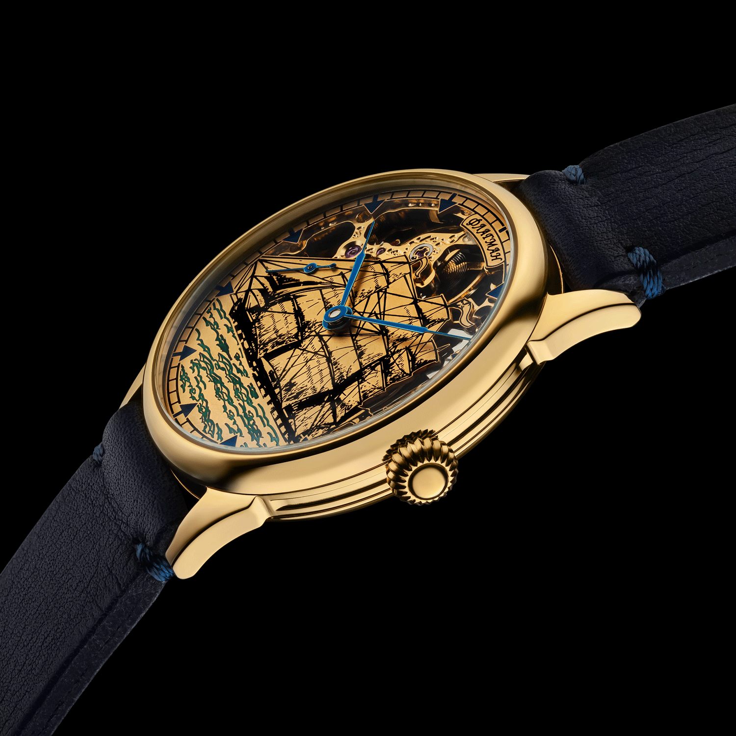 Front view detail of Masterpiece handmade skeleton watch