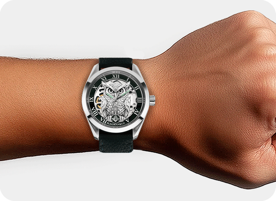 Skeleton Masonic Watch - Noctua Green