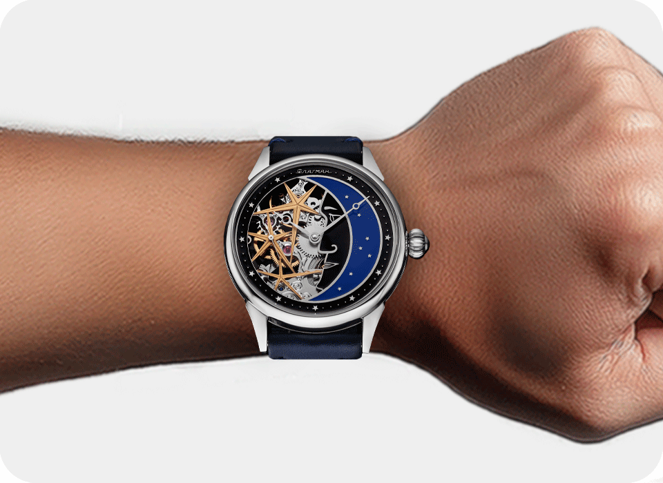 Space Skeleton Watch - Crescent Moon