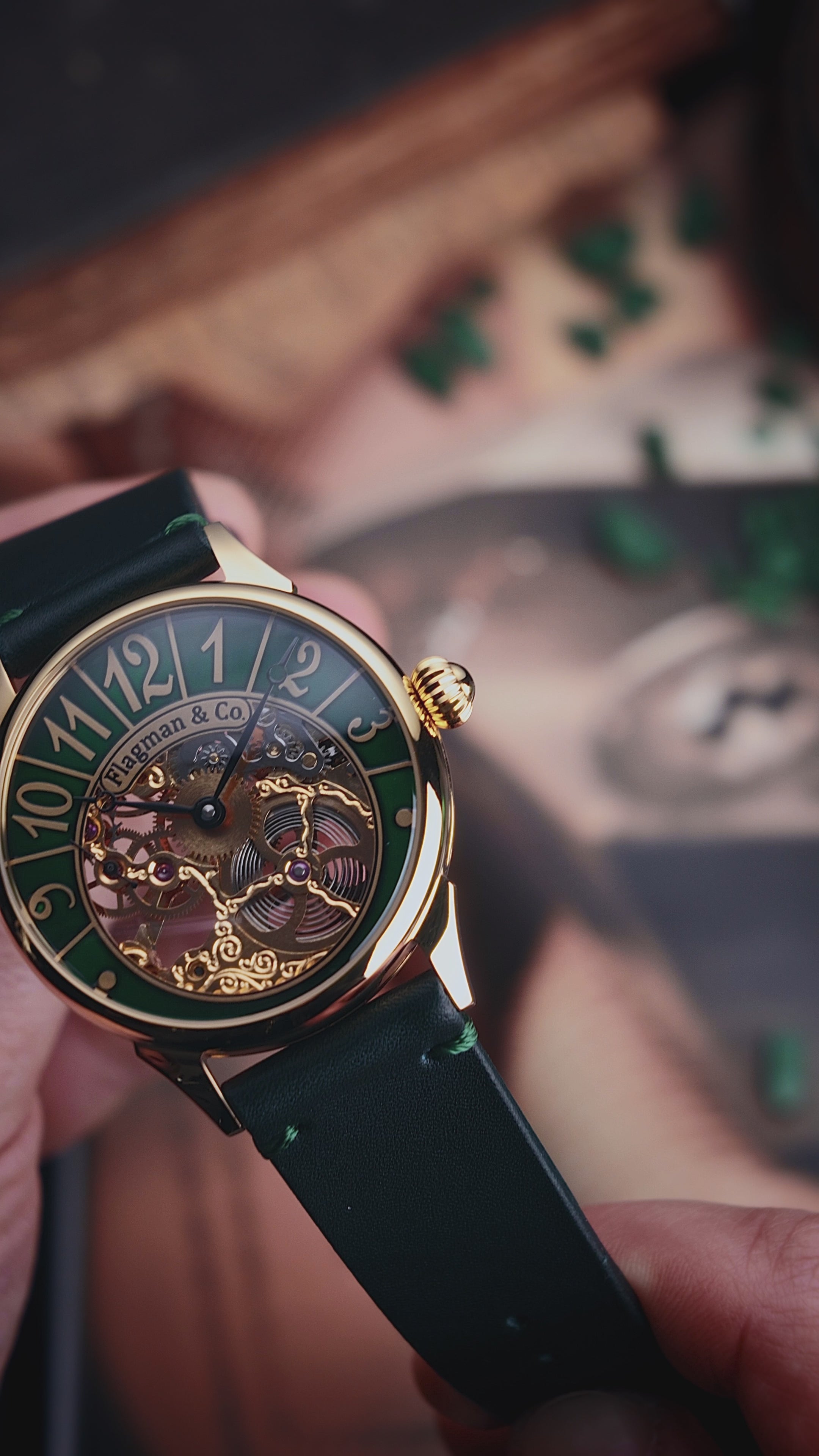 Promotional video of Handmade Skeleton Watch – close-up shots.