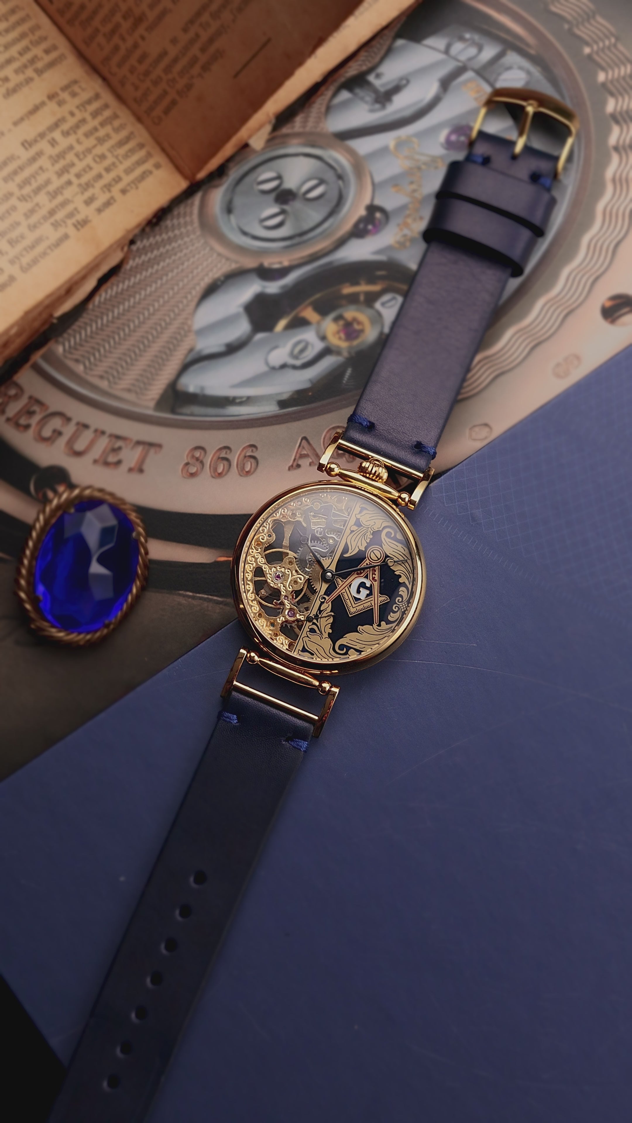 Promotional video of Masonic Half skeleton watch – close-up shots.