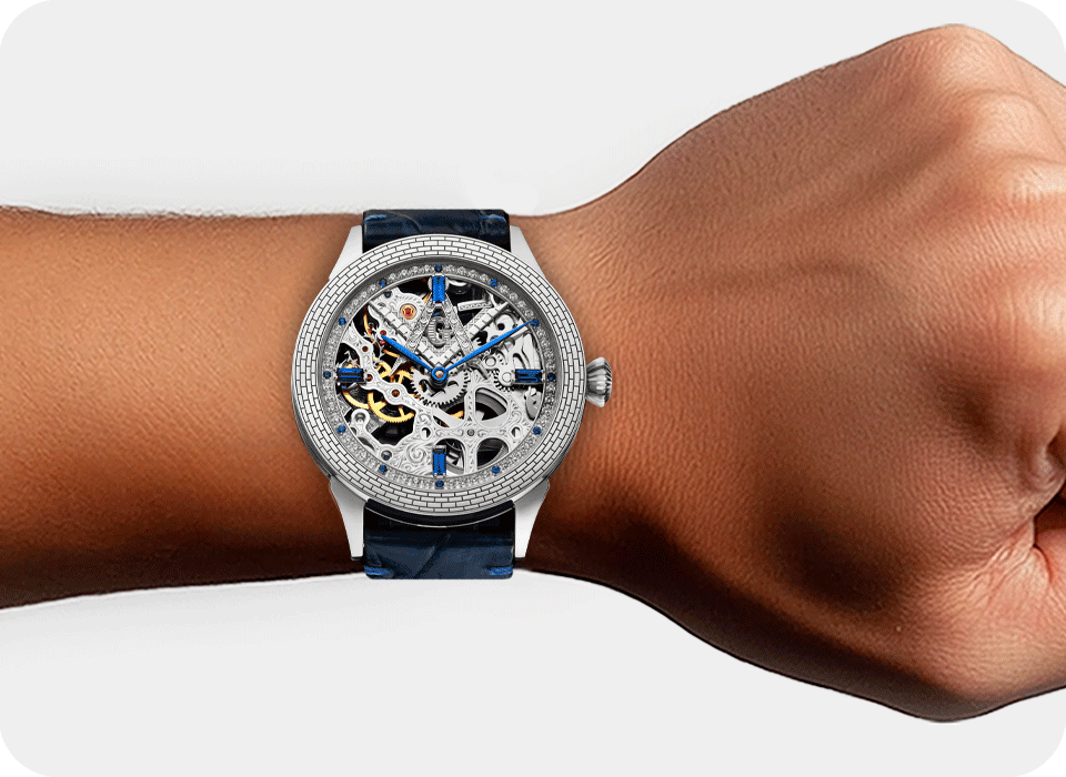 Skeleton Masonic Watch - Mystery Blue