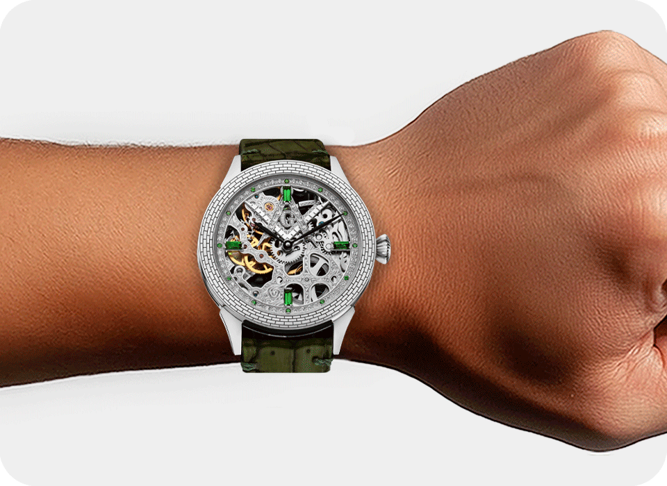 Skeleton Masonic Watch - Mystery Emerald