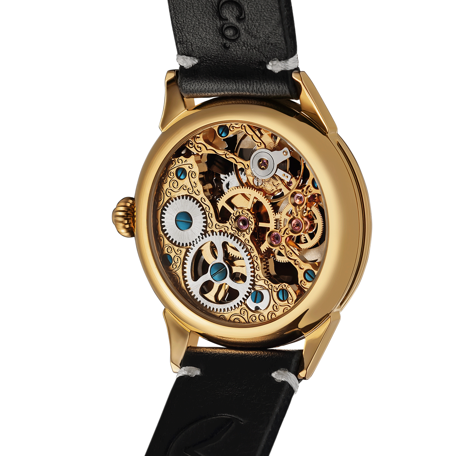 Back view of Casino watch – exposed movement and caseback design