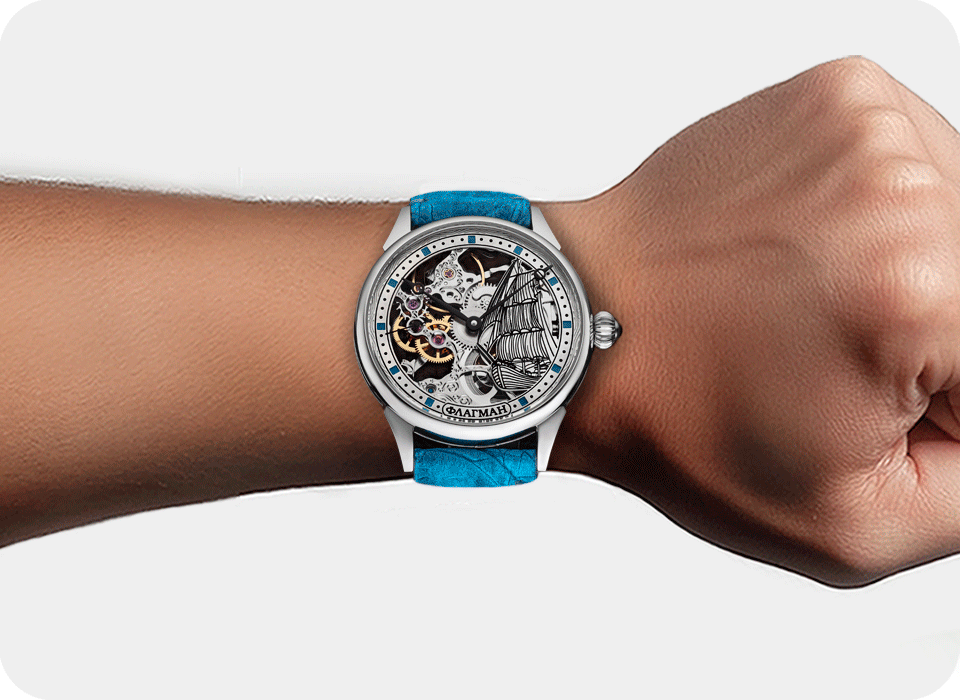 Handmade Skeleton Watch - Mariner Blue