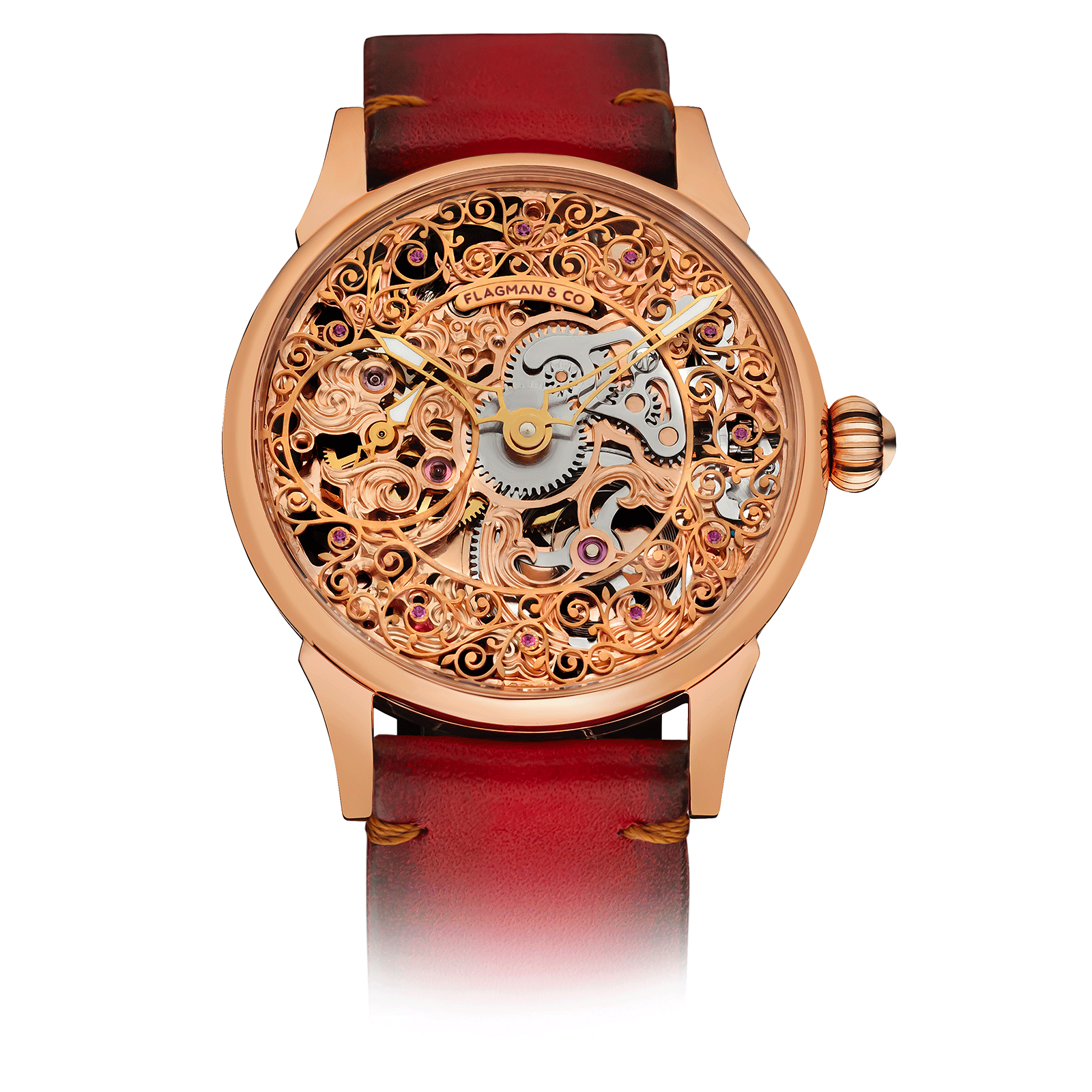 Red Strap Skeleton Watch – Handmade watch - Lace #color_red