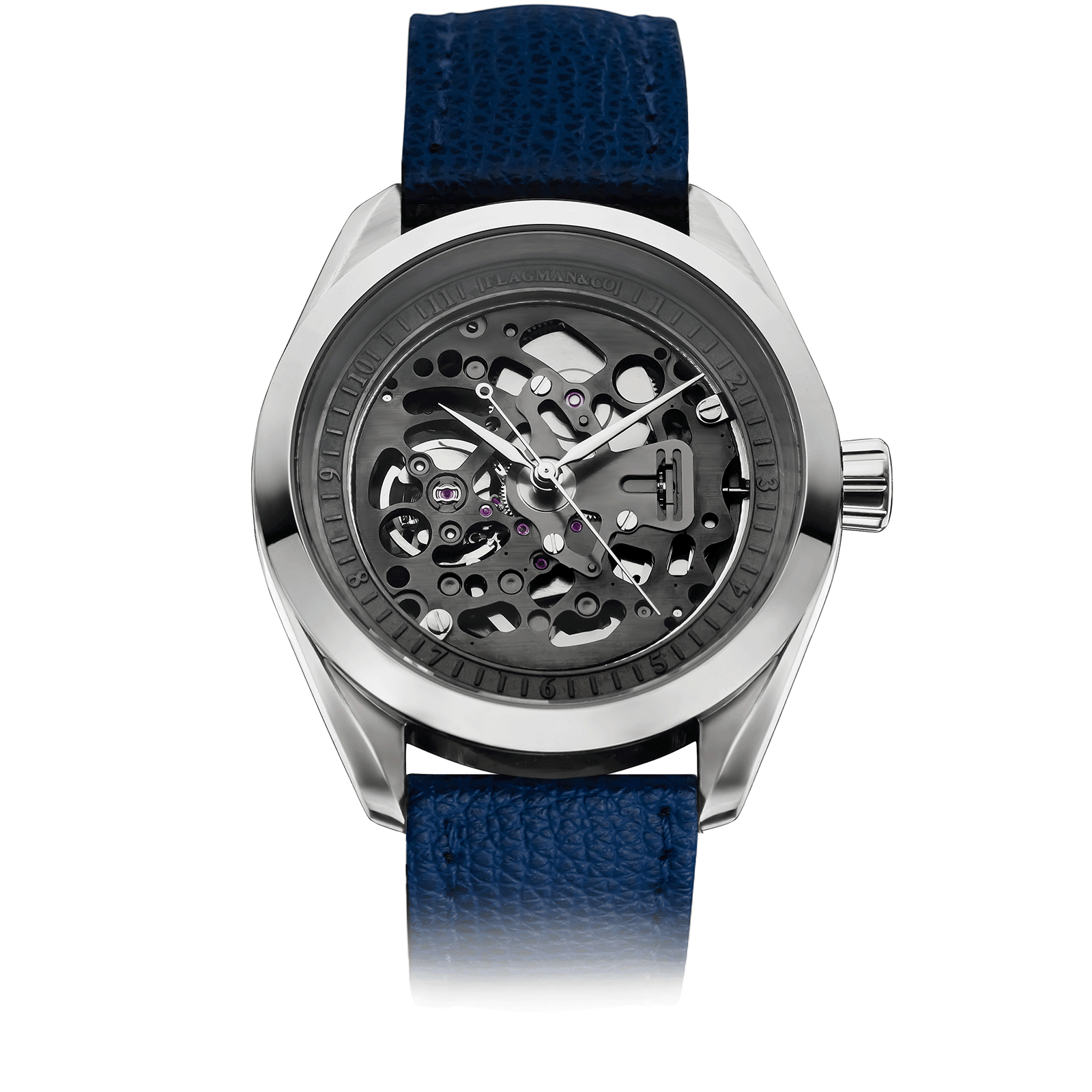 Blue Leather strap on Steampunk watch #color_blue